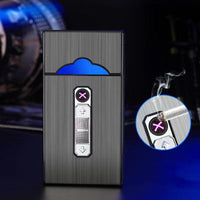 Rechargeable Metal Cigarette Case with Built-In Lighter – USB EDC Case