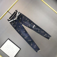 High Waist Slim Slimming Butterfly Hot Rhinestone Cotton Elastic Feet Pencil Pants