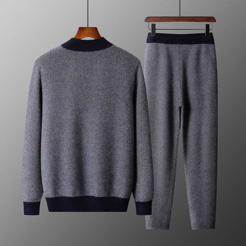 Men’s Winter Wool Half‑Neck Zip Cardigan & Pants Set – Extra‑Thick Warm Casual Outfit What Else You Got?