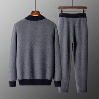 Men’s Premium Wool Winter Set – Extra-Thick Zip Cardigan & Pants Combo for Cold Weather