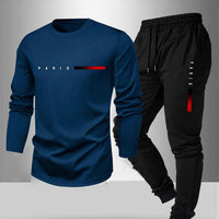 Men’s Casual Two-Piece Outfit Set – Lightweight Long-Sleeve Top & Pants in Faux Cotton (S–3XL)