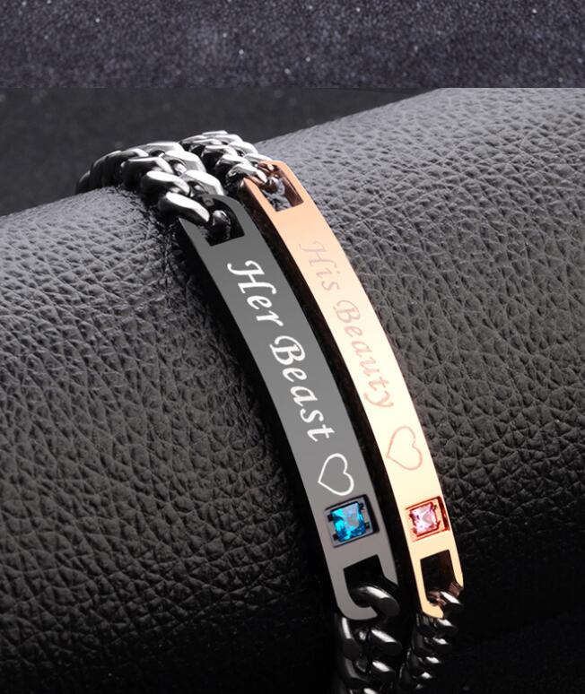 His Queen Her King Couple Bracelet Set – Black Rose Gold Crystal Chain Matching Jewelry What Else You Got?
