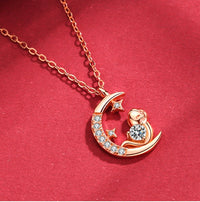 Celestial Grace: Chinese Zodiac Moon & Star Pendant Necklace – S925 Silver