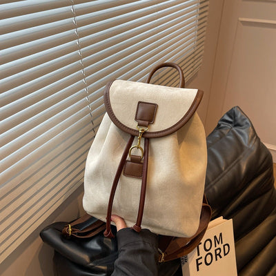 Suede-Style Women’s Backpack – Minimalist PU Daypack for Work, Travel & Daily Use