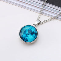 Glow-in-the-Dark Galaxy Planet Necklace – 18 mm Glass Pendant