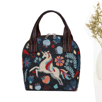 Jacquard Elephant Pattern Tote Bag – Artistic Shell-Shape Shoulder Bag