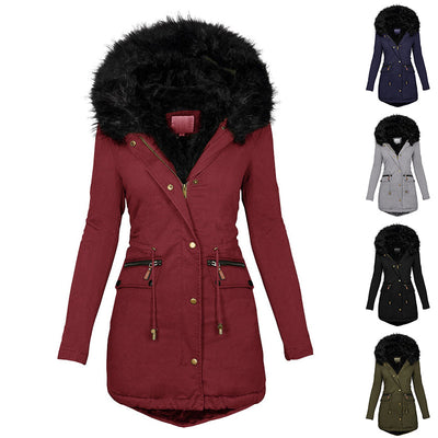 Cozy Women's Winter Parka with Plush Hood - Warm & Stylish Zip-Up Coat