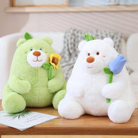 Flower Bear Plush Pillow – Adorable Stuffed Animal & Pillow Combo for Kids & Girls