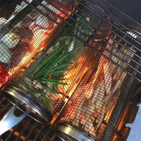 Rolling Grill Basket – Stainless Steel Rotating BBQ Basket for Meat & Vegetables