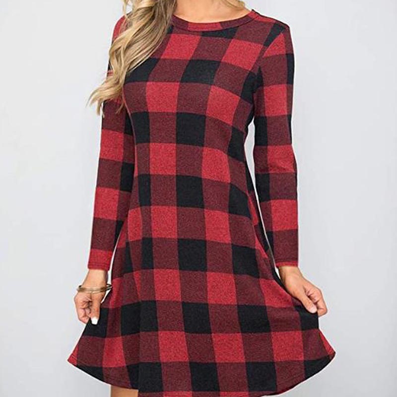 Mid-Waist Slim Plaid Three-Quarter Sleeve Dress What Else You Got?