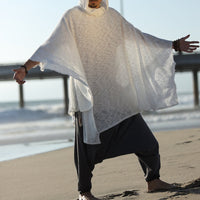 Mens Hooded Casual Cape-Style Fashion Cloak