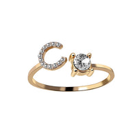 Custom Adjustable Initial Letter Ring – Personalized Jewelry for Women