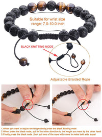 Tiger Eye & Black Agate Couple Bracelets – Matching Natural Stone Jewelry for Couples
