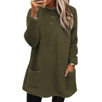 Women’s Fleece Pullover Hoodie – Plush Warm Polyester Top with Pockets S–3XL