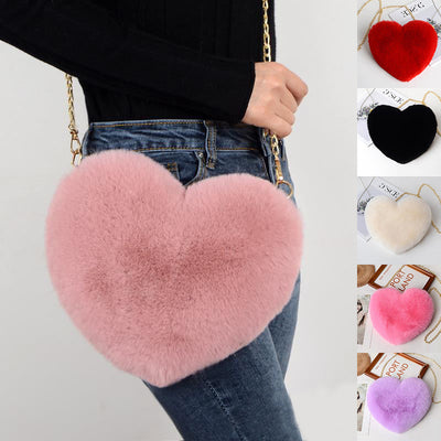 Elegant Plush Heart-Shaped Love Bag for Women - Valentine's Day Gift Idea