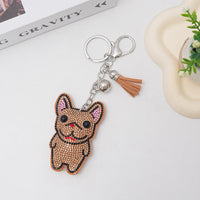 French Dog Rhinestone Keychain – Sparkly Bag Charm