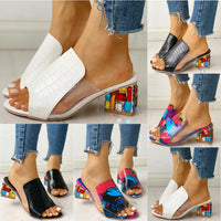 Fish mouth rhinestone fashion large size thick heel sandals