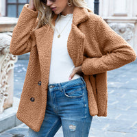 Heavenly Warmth Women’s Fluffy Winter Coat – Plush Polyester Button Jacket, Cozy Loose Fit (S–5XL)