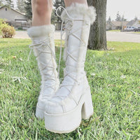 Elegant Women's Thick Heel Fur Boots - Stylish & Comfortable for Every Occasion