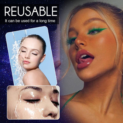 Self-Adhesive Eyelash & Eyeliner Stickers - Soft Natural Curl & Thick Volume (Multiple Colors)