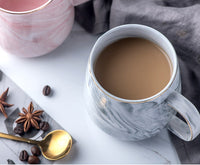 Pink & Grey Marble Ceramic Couple Mug – Breakfast & Coffee Mug for Two