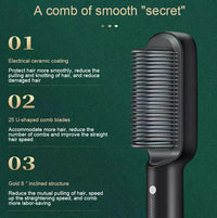 2-in-1 Hair Straightener Brush – Electric Hot Comb with Adjustable Heat for Straightening & Curling