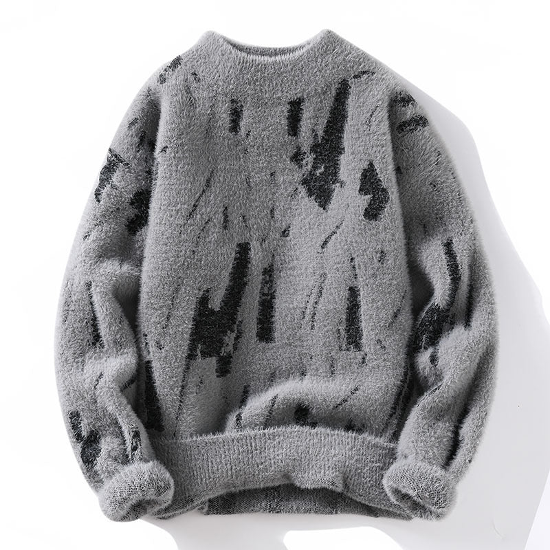 Cozy Winter Shield: Men’s Thick Fleece-Lined Sweater for Ultimate Warmth & Style