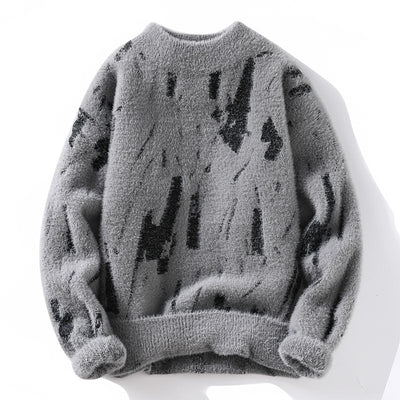Cozy Winter Shield: Men’s Thick Fleece-Lined Sweater for Ultimate Warmth & Style