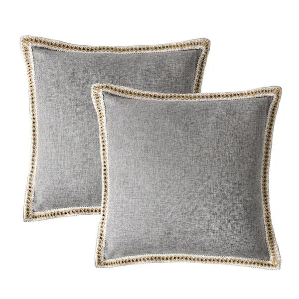 Boho Linen Throw Pillow Covers Set of 2 - Decorative Cushion Covers with Vintage Trim for Sofa Couch What Else You Got?