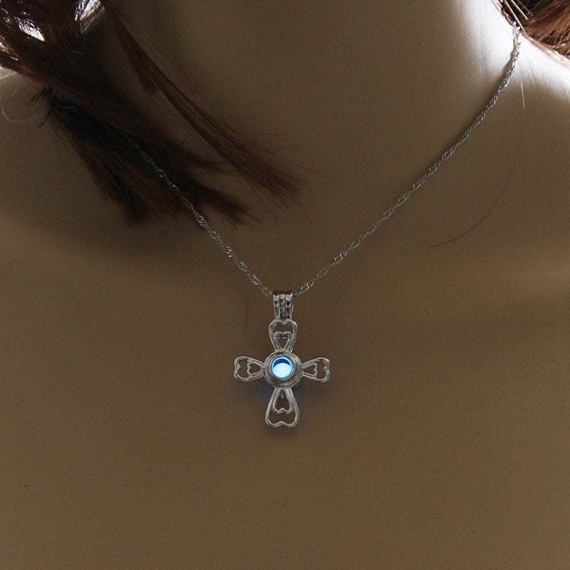 Multi-colored glow-in-the-dark Lucky clover hollow out DIY necklace What Else You Got?