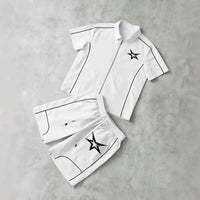 Patchwork Angel-Print Zip-Up Shirt Set