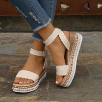 Eco-Chic Hemp Wedge Sandals – Peep Toe Platform Shoes in White, Black & Apricot