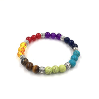 8mm Volcanic Stone Chakra Bracelet – Rainbow Agate Healing Jewelry for Energy Balance & Spiritual Wellness