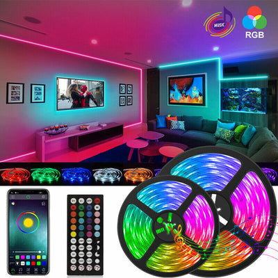RGB LED Strip Lights 5050 Bluetooth App Control - Music Sync Room & TV Backlight