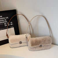 Plush Retro Underarm Bag – Soft PU Shoulder Purse for Women