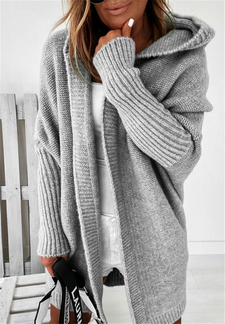 Oversized Hooded Bat Sleeve Cardigan What Else You Got?
