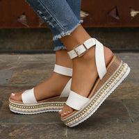 Eco-Chic Hemp Wedge Sandals – Peep Toe Platform Shoes in White, Black & Apricot
