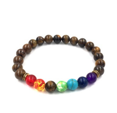 8mm Volcanic Stone Chakra Bracelet – Colorful Agate Energy Beads Healing Jewelry What Else You Got?