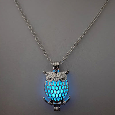 Glow-in-the-Dark Owl Necklace – Luminous Wisdom Pendant for Night & Day