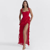 Elegant Midi Dress with Raw-Edge Selvedge Stitching - Feminine & Affordable