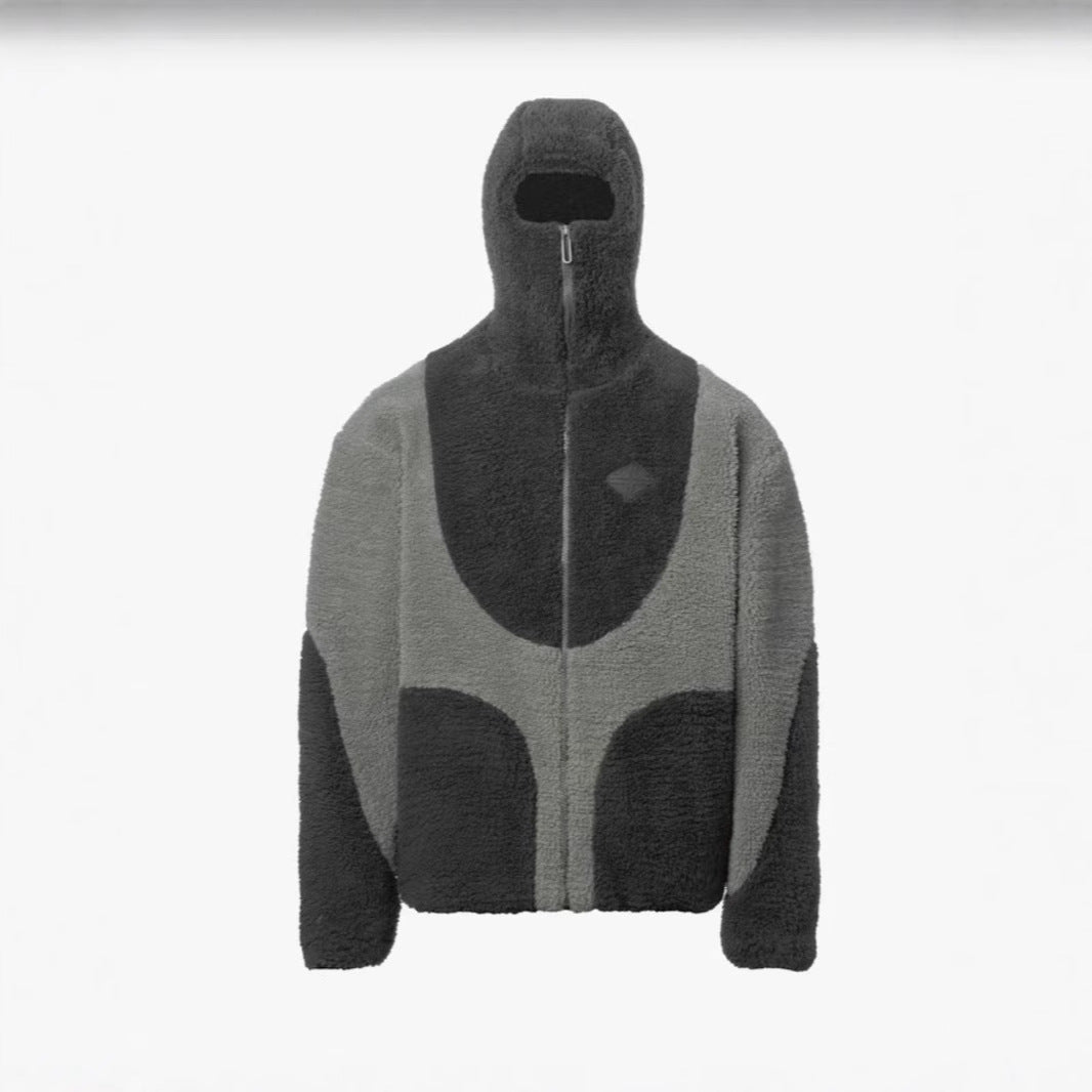 Men's Fashion Lamb Wool Hooded Zipper Coat Sweatshirt Patchwork Line Design Male Tops Casual What Else You Got?