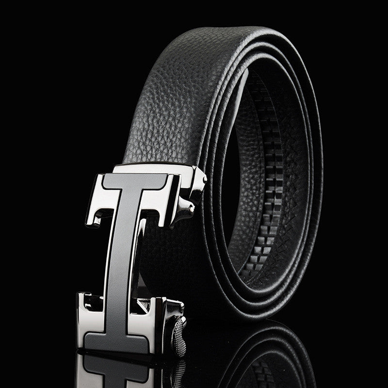 Men's Automatic Buckle Leather Belt – First-Layer Cowhide