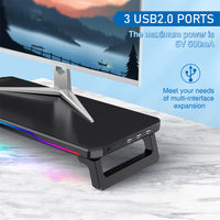 RGB Laptop Stand with Neck Support & Cooling – Adjustable Monitor Riser with USB Hub