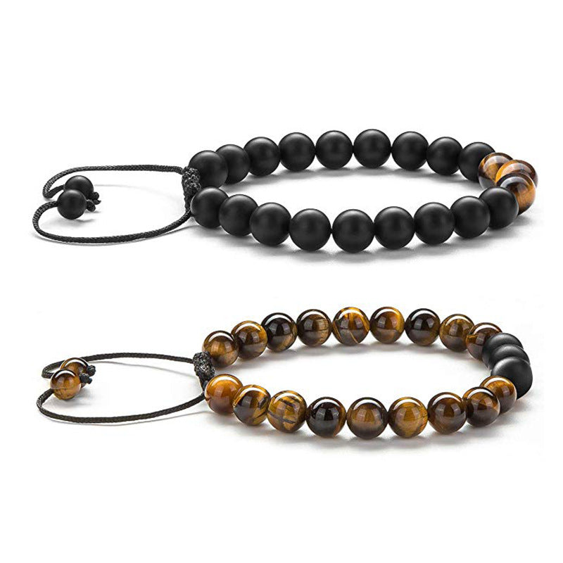 Tiger Eye Couple Bracelets – Matte Black Agate Beads What Else You Got?
