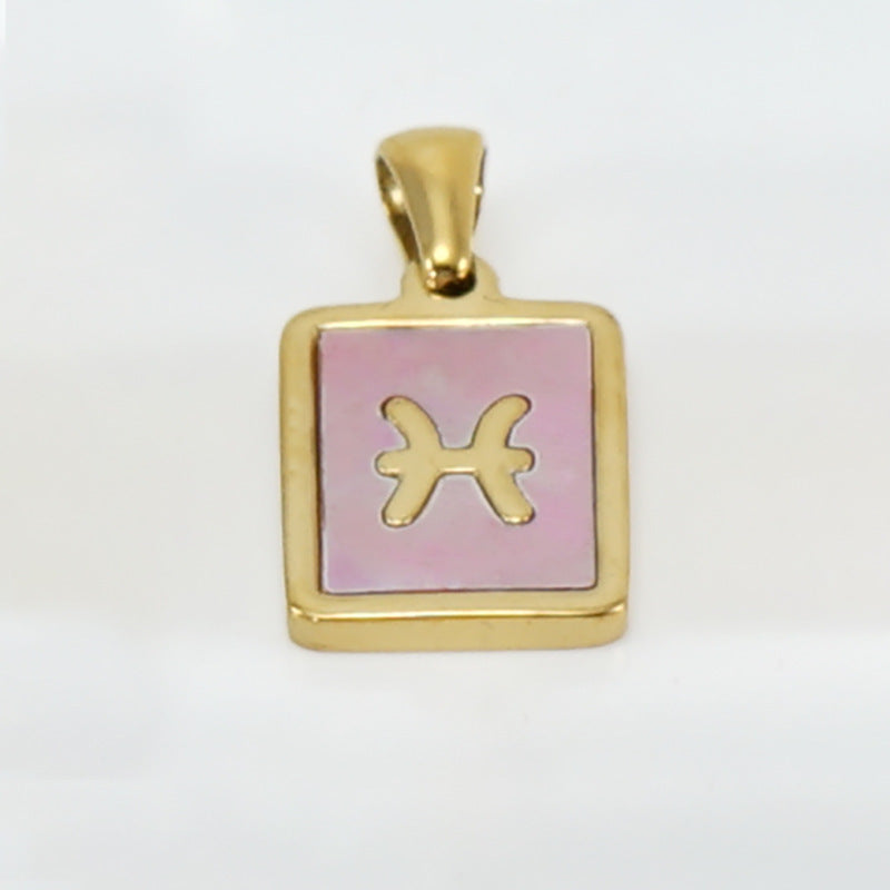 Stainless Steel Square Shell Zodiac Necklace What Else You Got?