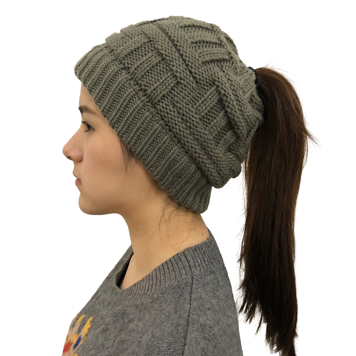 Soft Knit Ponytail Winter Hat for Women – Warm Wool Beanie with Stretch Fit & Hair-Friendly Opening What Else You Got?