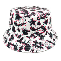 Musical Note Bucket Hat – Retro Print Summer Hat for Men & Women – Festival & Beach Style
