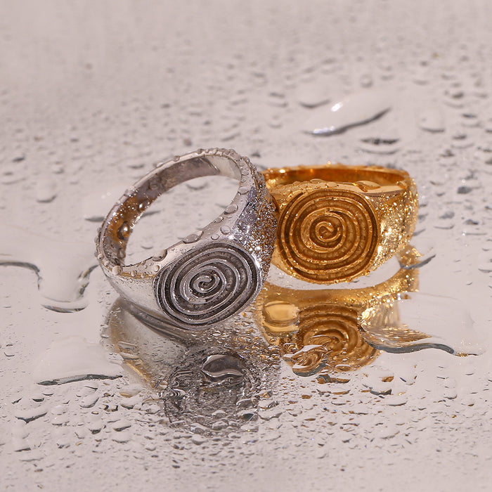 Women's Fingerprint Texture Ring – Stainless Steel Stacking Ring