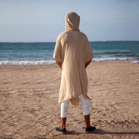 Hooded Sun-Protective Beach Shirt Mens Resort Cape