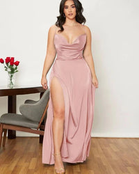 Elegant Backless Maxi Dress | High Waist V-Neck Split Gown for Women - 15 Colors